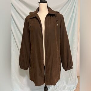 Gallery Car Coat - Brown Jacket with Hood & Liner   (Detachable), size L